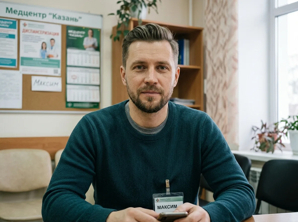 Аватар пациента Максима, мужчина около 32 лет, Казань, спокойный взгляд